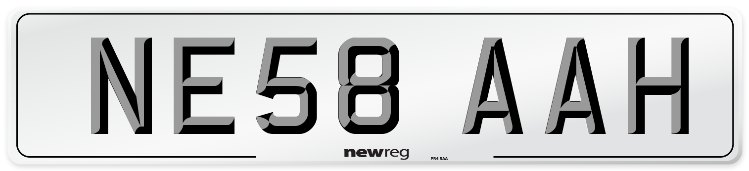 NE58 AAH Number Plate from New Reg